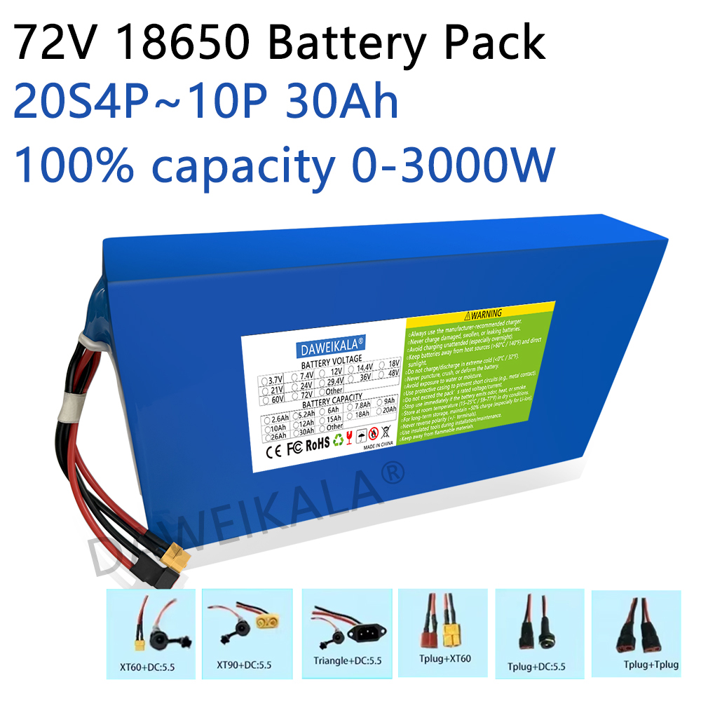 72V 5000W Electric Motorcycle - Yeni 72V 12Ah-30Ah 18650 Pil paketi